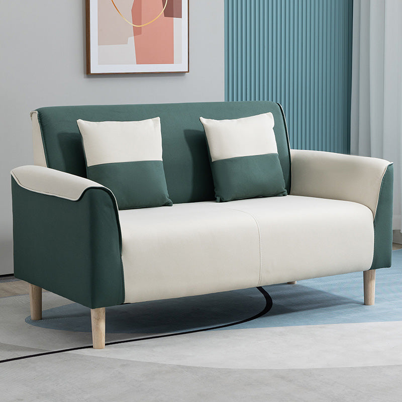 25.59" Wide Faux Leather Loveseat Scandinavian Flared Arm Sofa Beige Green Clearhalo 'furn' 'furn_sofas' 'Furniture' 'Living Room Furniture' 'Sofa' 'sofas' 7422218