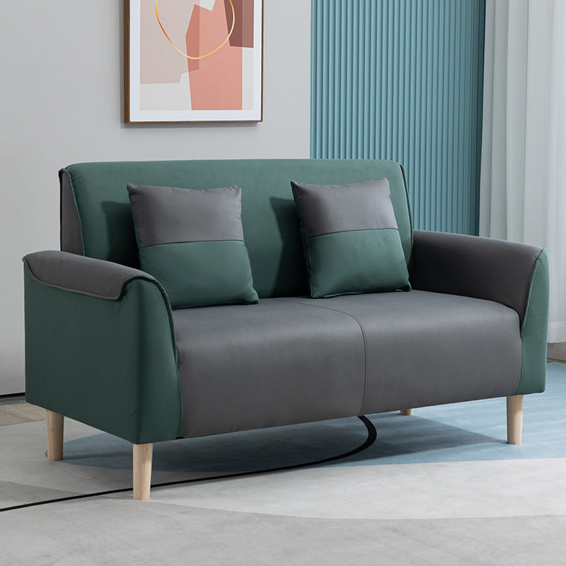 25.59" Wide Faux Leather Loveseat Scandinavian Flared Arm Sofa Green Grey Clearhalo 'furn' 'furn_sofas' 'Furniture' 'Living Room Furniture' 'Sofa' 'sofas' 7422220