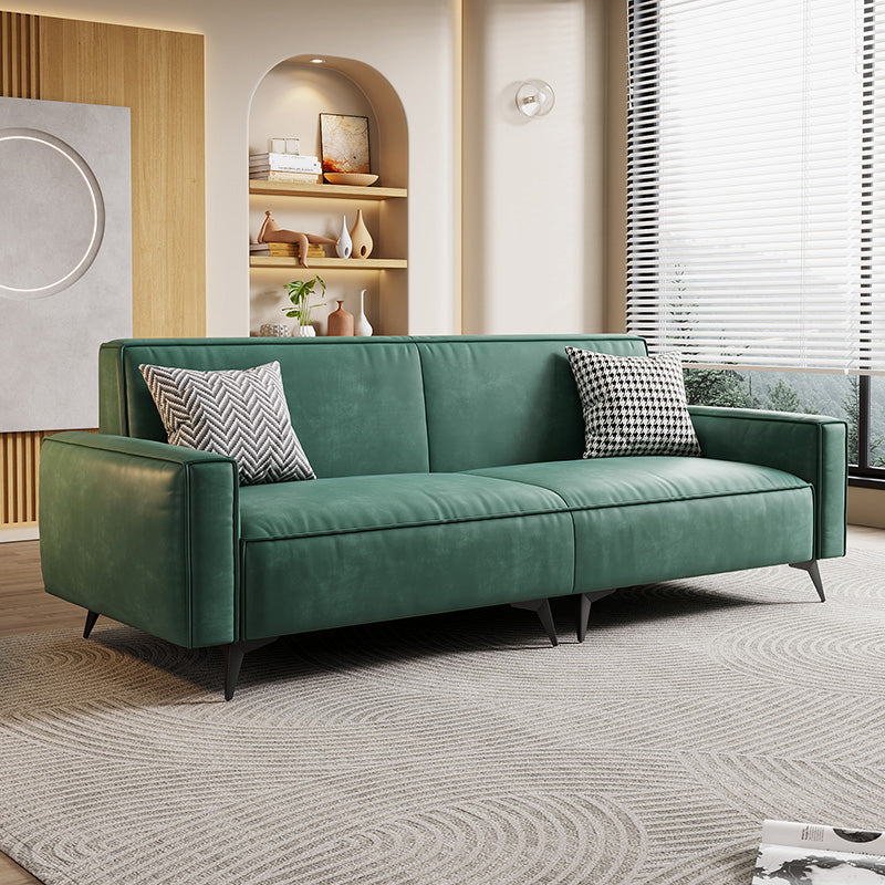 Contemporary Style 29.52" Wide Solid Color Sofa Square Arm Sofa Dark Green Tech Cloth Clearhalo 'furn' 'furn_sofas' 'Furniture' 'Living Room Furniture' 'Sofa' 'sofas' 7422251