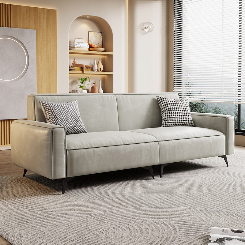 Contemporary Style 29.52" Wide Solid Color Sofa Square Arm Sofa Light Gray Tech Cloth Clearhalo 'furn' 'furn_sofas' 'Furniture' 'Living Room Furniture' 'Sofa' 'sofas' 7422269