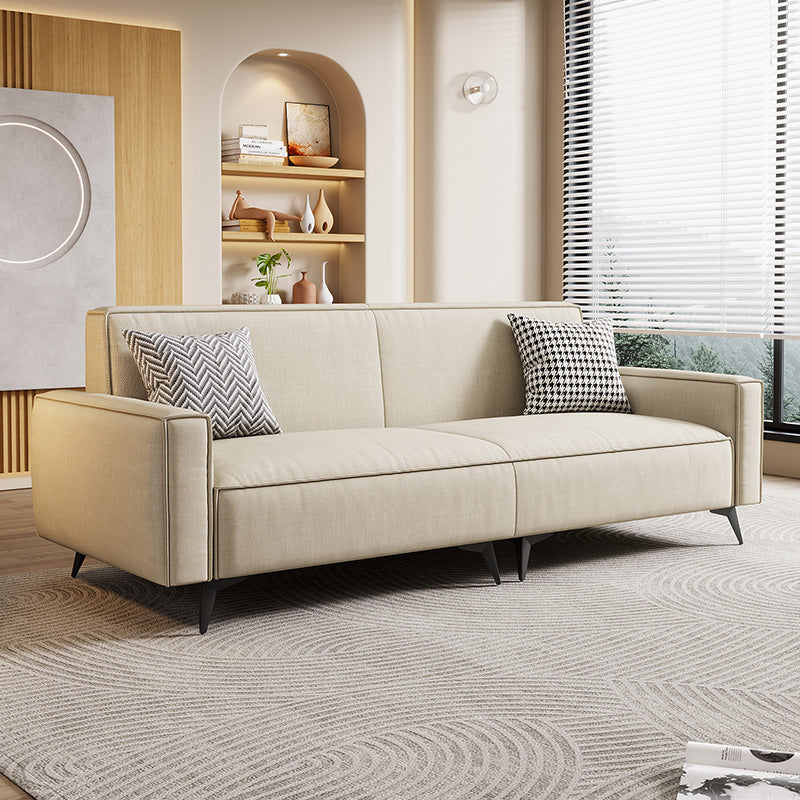 Contemporary Style 29.52" Wide Solid Color Sofa Square Arm Sofa Off-White Tech Cloth Clearhalo 'furn' 'furn_sofas' 'Furniture' 'Living Room Furniture' 'Sofa' 'sofas' 7422270