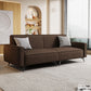 Contemporary Style 29.52" Wide Solid Color Sofa Square Arm Sofa Brown Cotton and Linen Clearhalo 'furn' 'furn_sofas' 'Furniture' 'Living Room Furniture' 'Sofa' 'sofas' 7422272