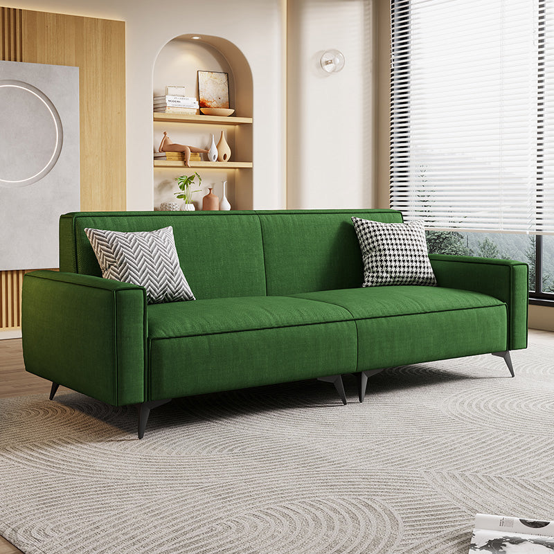 Contemporary Style 29.52" Wide Solid Color Sofa Square Arm Sofa Dark Green Cotton and Linen Clearhalo 'furn' 'furn_sofas' 'Furniture' 'Living Room Furniture' 'Sofa' 'sofas' 7422273