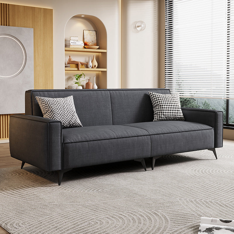 Contemporary Style 29.52" Wide Solid Color Sofa Square Arm Sofa Dark Gray Cotton and Linen Clearhalo 'furn' 'furn_sofas' 'Furniture' 'Living Room Furniture' 'Sofa' 'sofas' 7422275