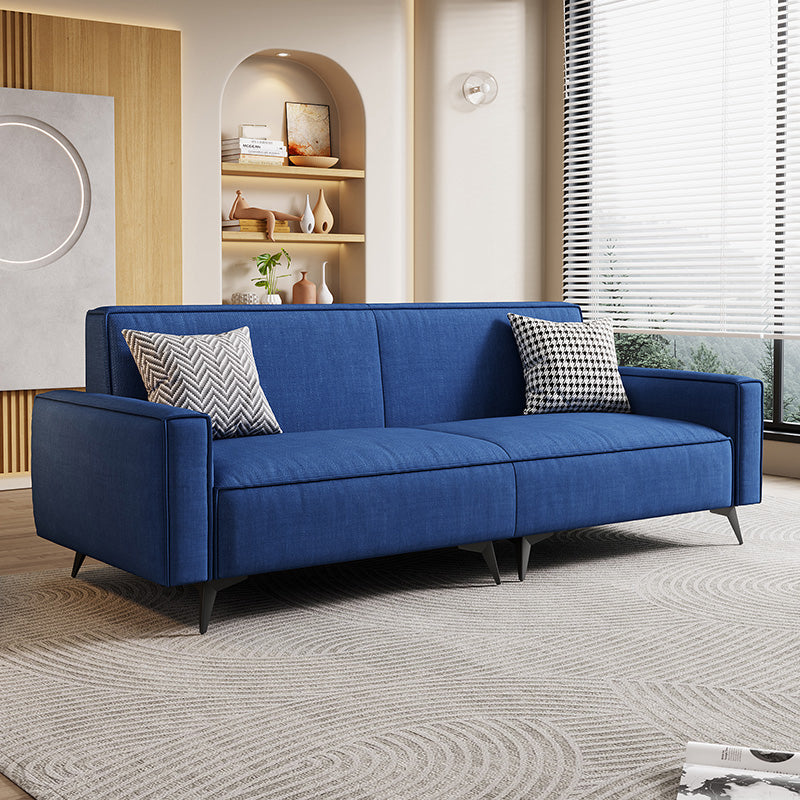 Contemporary Style 29.52" Wide Solid Color Sofa Square Arm Sofa Dark Blue Cotton and Linen Clearhalo 'furn' 'furn_sofas' 'Furniture' 'Living Room Furniture' 'Sofa' 'sofas' 7422280