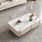 2 Drawers Rectangular Slate Top Coffee Table 4 Legs Cocktail Table