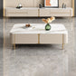 2 Drawers Rectangular Slate Top Coffee Table 4 Legs Cocktail Table