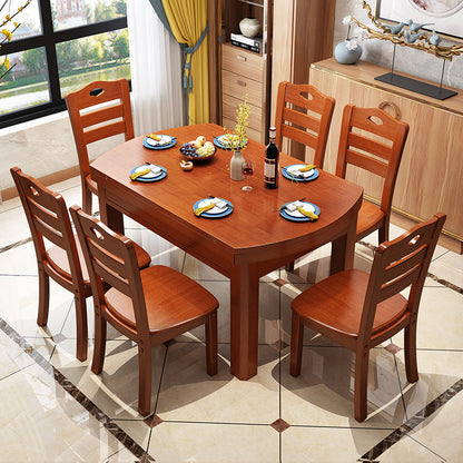 Tavolo da pranzo scalabile tradizionale in legno con base in gomma per sala da pranzo