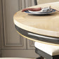 Eetkamertafel van imitatiemarmer, ronde eettafel met bruine basis voor de keuken