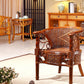 Traditional Dining Chair Rattan Solid Wood Base Arm Chair for Home Use