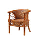 Traditional Dining Chair Rattan Solid Wood Base Arm Chair for Home Use