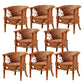 Traditional Dining Chair Rattan Solid Wood Base Arm Chair for Home Use
