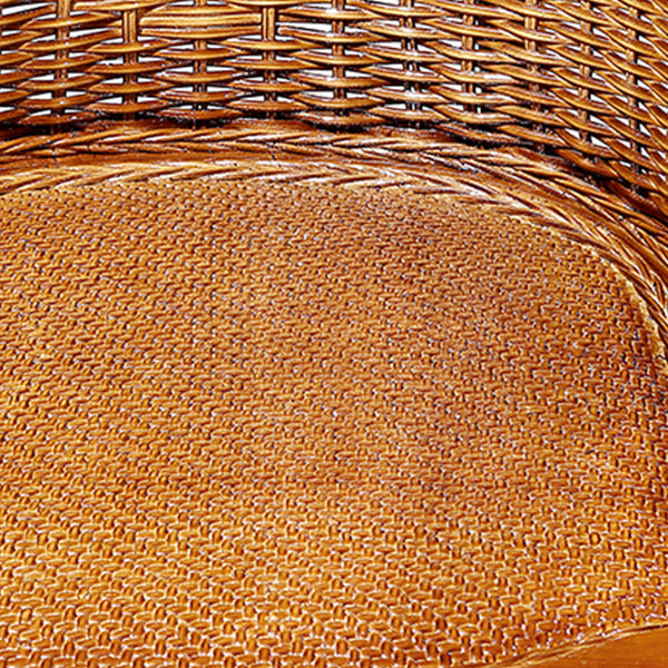 Traditional Dining Chair Rattan Solid Wood Base Arm Chair for Home Use
