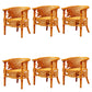 Traditional Dining Chair Rattan Solid Wood Base Arm Chair for Home Use