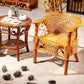 Traditional Dining Chair Rattan Solid Wood Base Arm Chair for Home Use