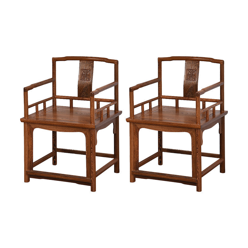 Traditional Style Dining Chair Solid Wood Slat Back Arm Chair for Home