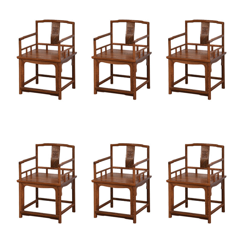 Traditional Style Dining Chair Solid Wood Slat Back Arm Chair for Home