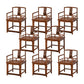 Traditional Style Dining Chair Solid Wood Slat Back Arm Chair for Home
