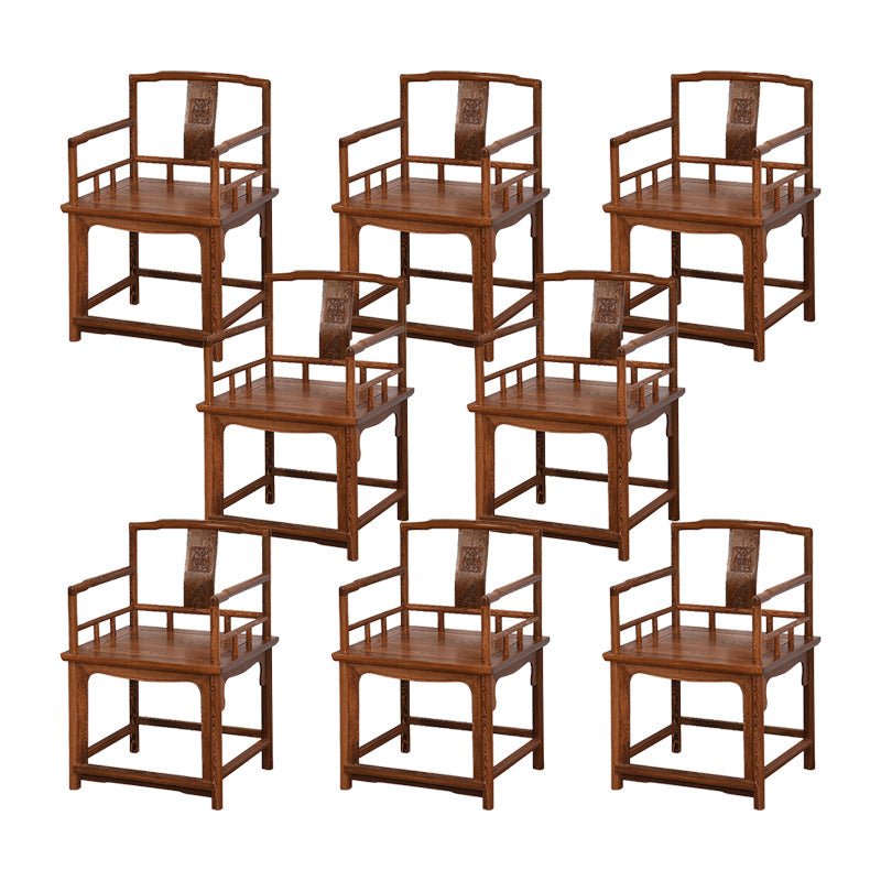 Traditional Style Dining Chair Solid Wood Slat Back Arm Chair for Home