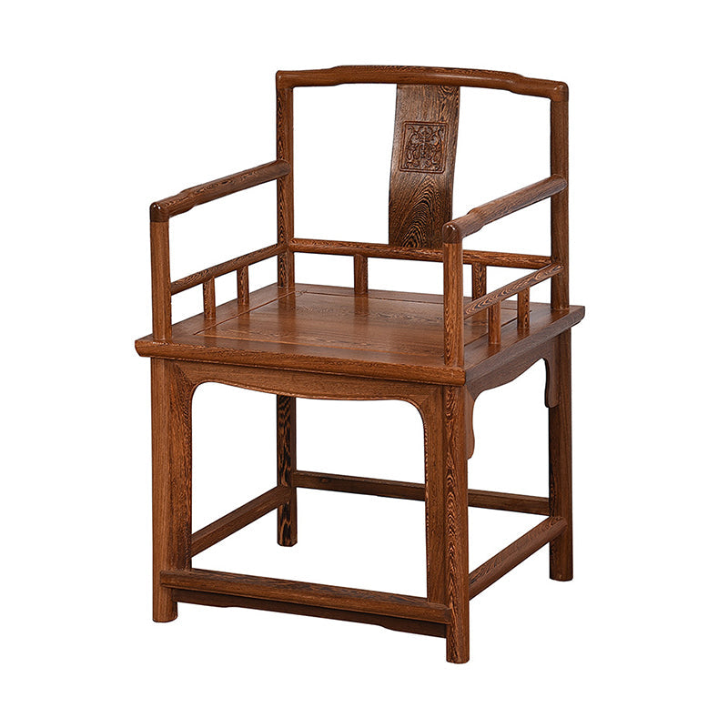 Traditional Style Dining Chair Solid Wood Slat Back Arm Chair for Home