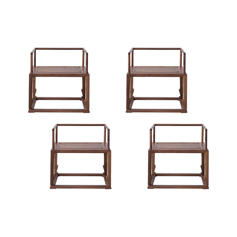 Traditional Style Dining Chair Wooden Open Back Arm Chair for Home