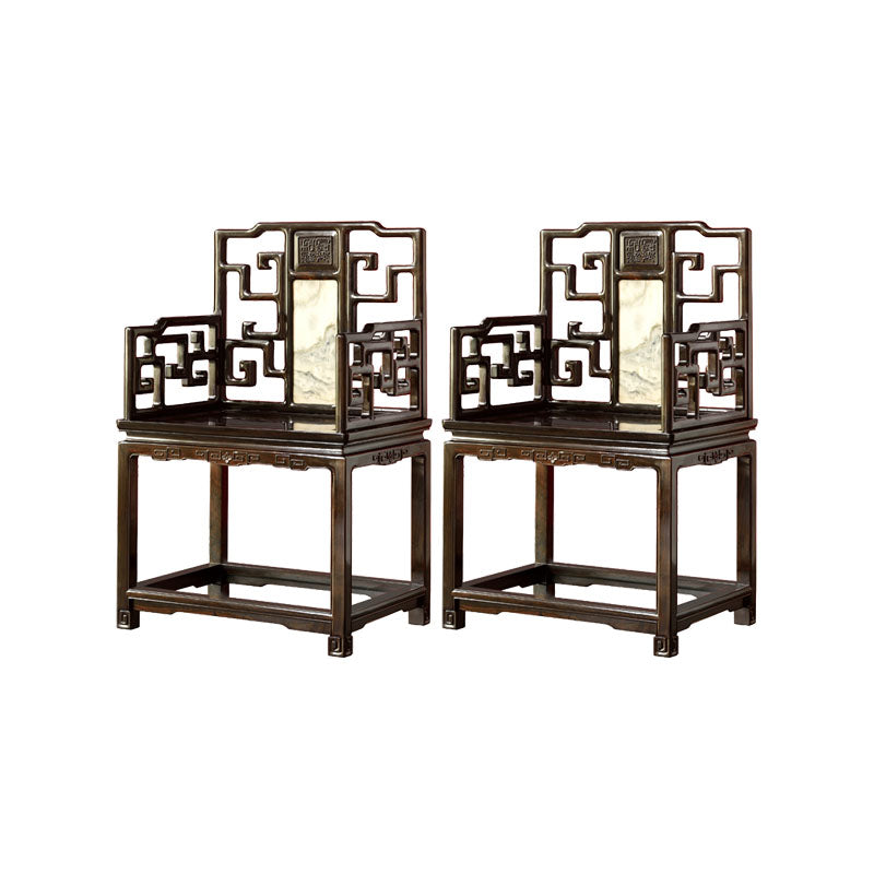 Indoor Deep Brown Dining Arm Chair Solid Wood Dining Chair for Home 2 Piece Set Clearhalo 'Dining Chairs' 'Dining Tables & Seating' 'dining_chair' 'furn' 'furn_dining_chair' 'Furniture' 'Kitchen & Dining Furniture' 7425267