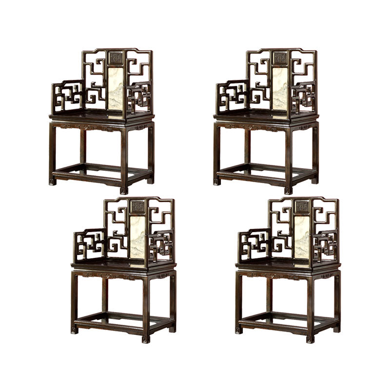 Indoor Deep Brown Dining Arm Chair Solid Wood Dining Chair for Home 4 Piece Set Clearhalo 'Dining Chairs' 'Dining Tables & Seating' 'dining_chair' 'furn' 'furn_dining_chair' 'Furniture' 'Kitchen & Dining Furniture' 7425269