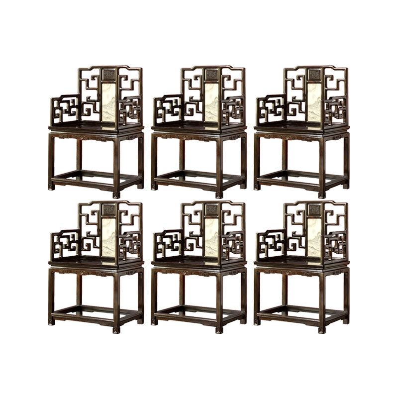 Indoor Deep Brown Dining Arm Chair Solid Wood Dining Chair for Home 6 Piece Set Clearhalo 'Dining Chairs' 'Dining Tables & Seating' 'dining_chair' 'furn' 'furn_dining_chair' 'Furniture' 'Kitchen & Dining Furniture' 7425271