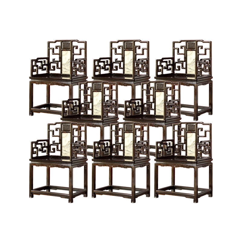 Indoor Deep Brown Dining Arm Chair Solid Wood Dining Chair for Home 8 Piece Set Clearhalo 'Dining Chairs' 'Dining Tables & Seating' 'dining_chair' 'furn' 'furn_dining_chair' 'Furniture' 'Kitchen & Dining Furniture' 7425273