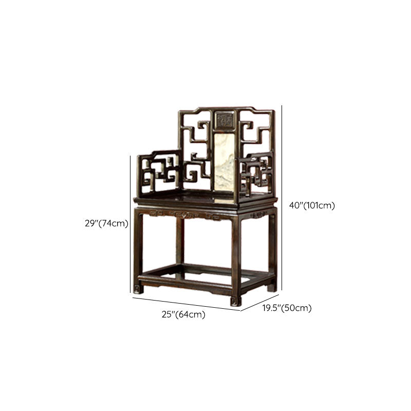 Indoor Deep Brown Dining Arm Chair Solid Wood Dining Chair for Home Clearhalo 'Dining Chairs' 'Dining Tables & Seating' 'dining_chair' 'furn' 'furn_dining_chair' 'Furniture' 'Kitchen & Dining Furniture' 7425279