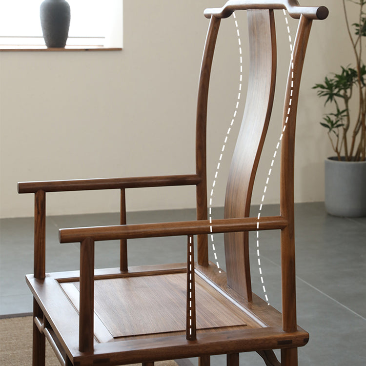 Silla de comedor de madera sólida silla de comedor de espalda tradicional con cojín