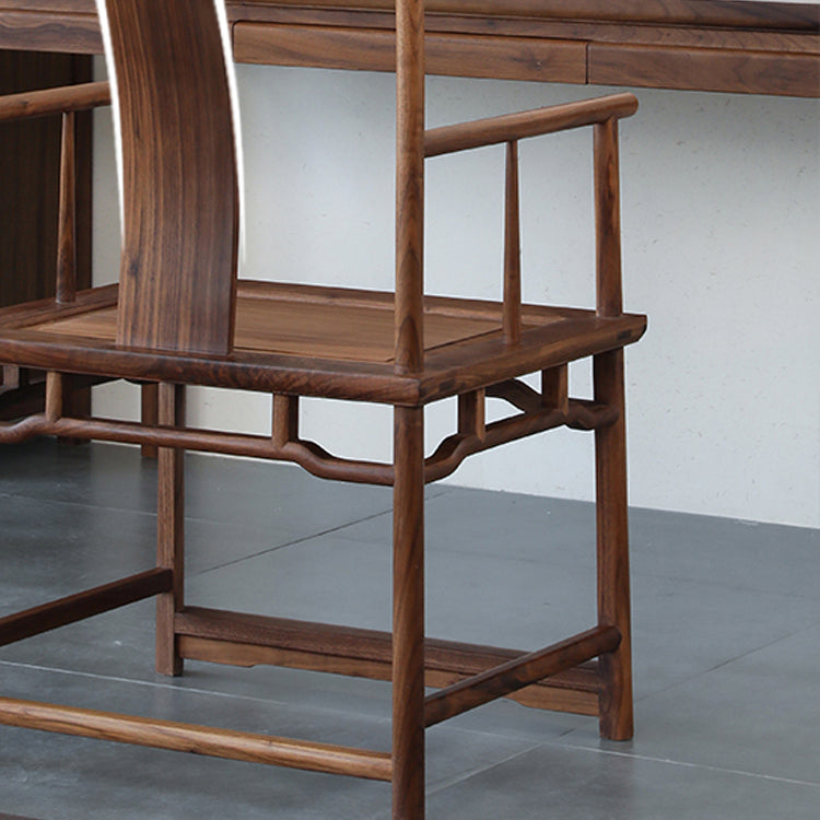 Silla de comedor de madera sólida silla de comedor de espalda tradicional con cojín