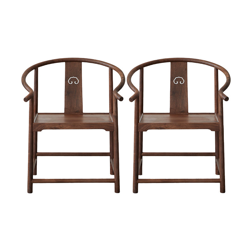 Traditional Kitchen Dining Chair Solid Wood Arm Chair with Cushion