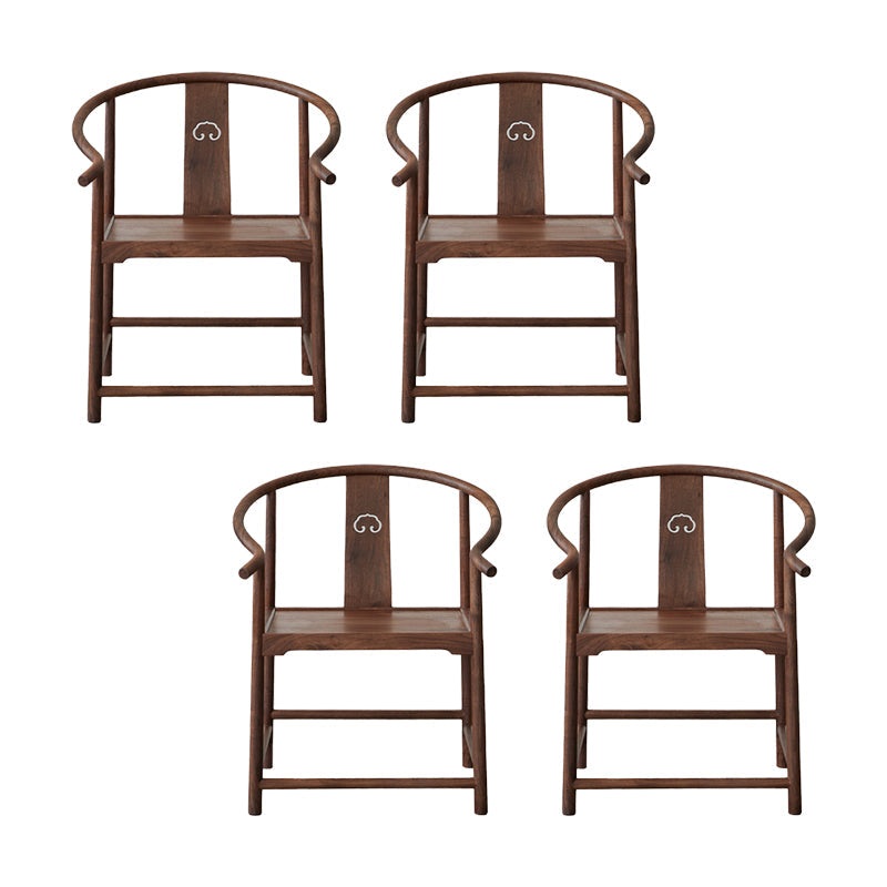 Traditional Kitchen Dining Chair Solid Wood Arm Chair with Cushion