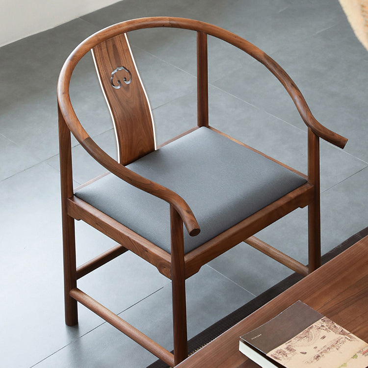 Traditional Kitchen Dining Chair Solid Wood Arm Chair with Cushion