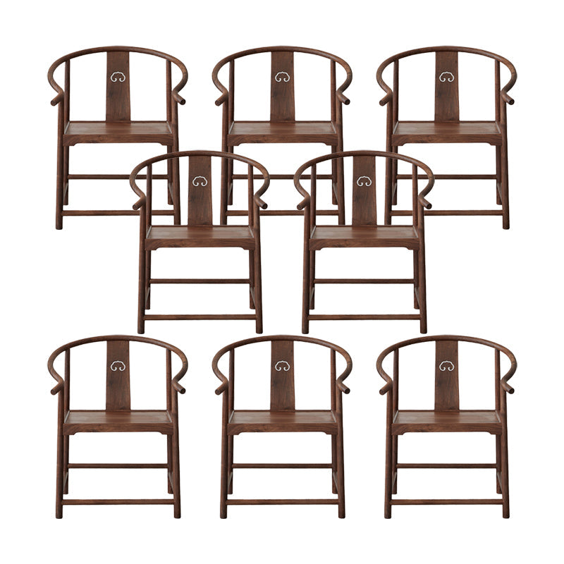 Traditional Kitchen Dining Chair Solid Wood Arm Chair with Cushion