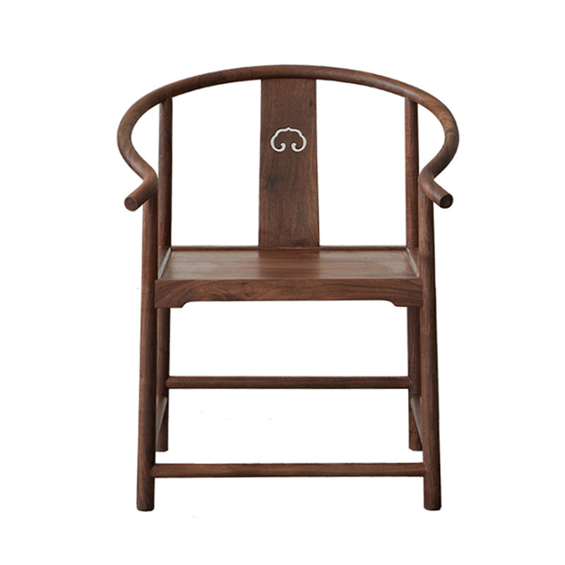 Traditional Kitchen Dining Chair Solid Wood Arm Chair with Cushion