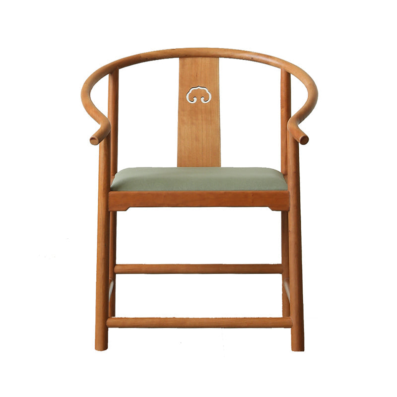 Traditional Kitchen Dining Chair Solid Wood Arm Chair with Cushion