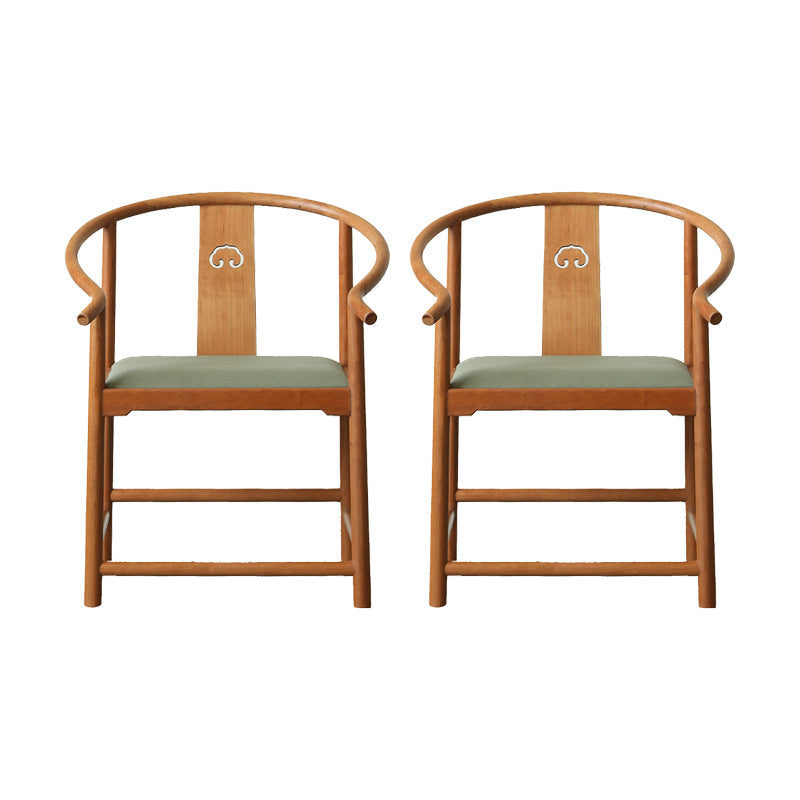 Traditional Kitchen Dining Chair Solid Wood Arm Chair with Cushion