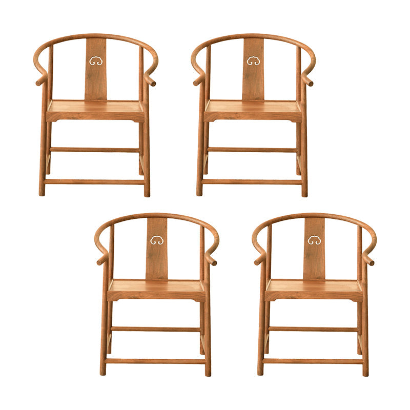 Traditional Kitchen Dining Chair Solid Wood Arm Chair with Cushion