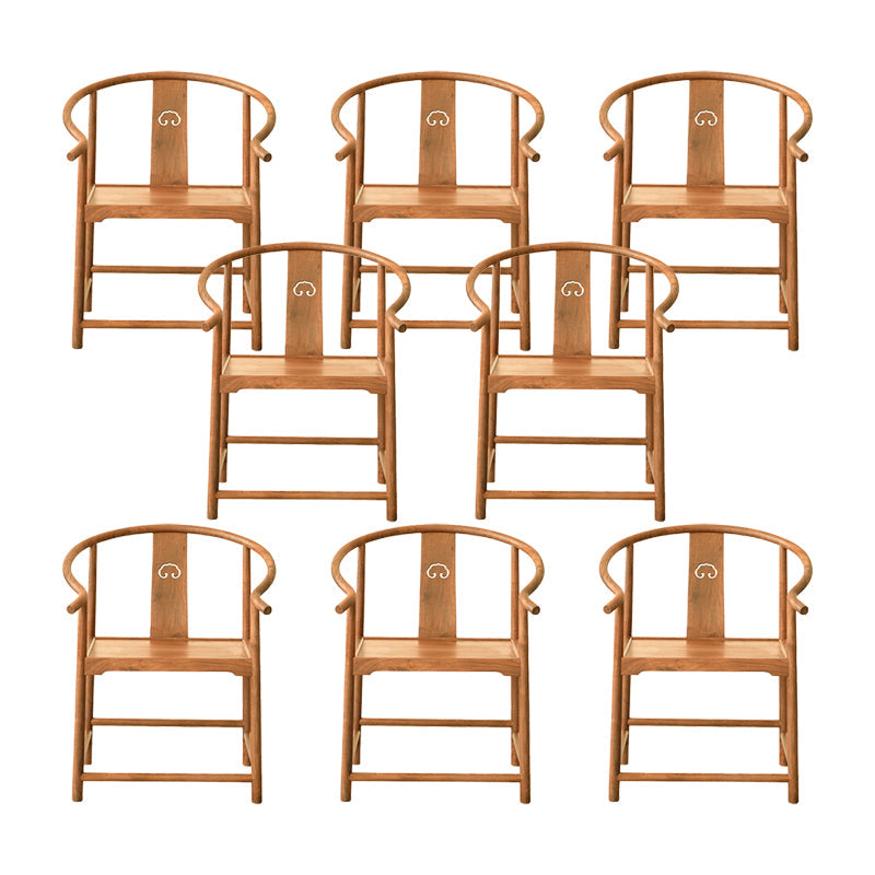 Traditional Kitchen Dining Chair Solid Wood Arm Chair with Cushion