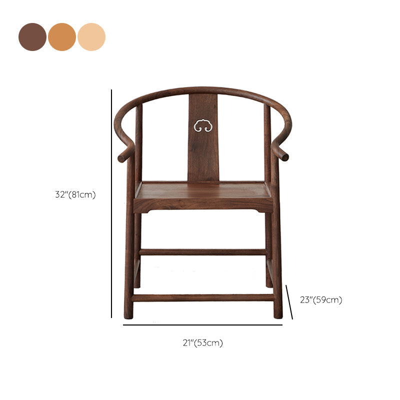 Traditional Kitchen Dining Chair Solid Wood Arm Chair with Cushion