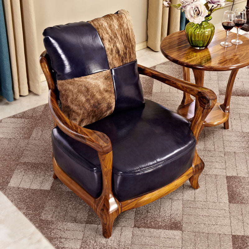 Silla de brazo de comedor de marco de madera sólida para la silla tapizada de cuero