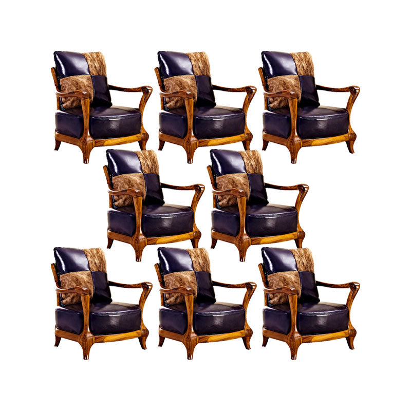 Silla de brazo de comedor de marco de madera sólida para la silla tapizada de cuero