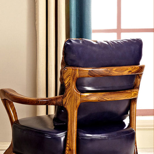 Solid Wood Frame Dining Arm Chair Leather Upholstered Arm Chair