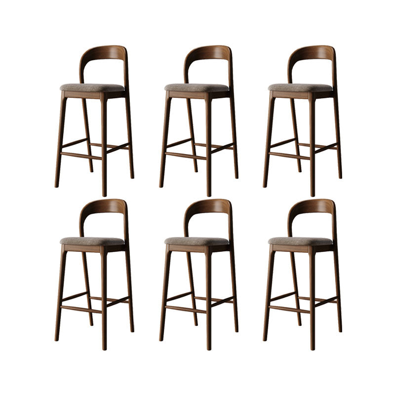 Scandinavian Dining Stools Solid Wood Bar Stools with Footrest