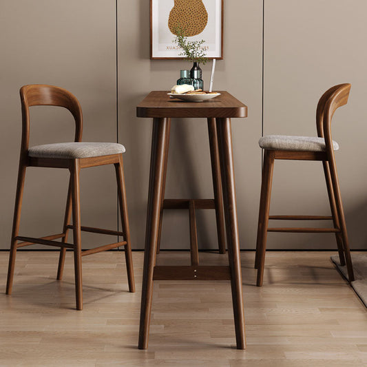 Scandinavian Dining Stools Solid Wood Bar Stools with Footrest