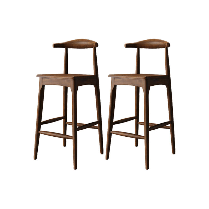 Scandinavian Dining Stools Solid Wood Bar Stools with Footrest