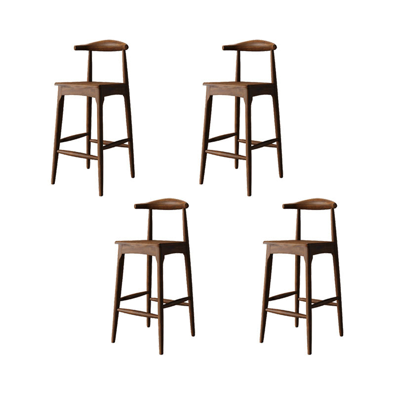 Scandinavian Dining Stools Solid Wood Bar Stools with Footrest