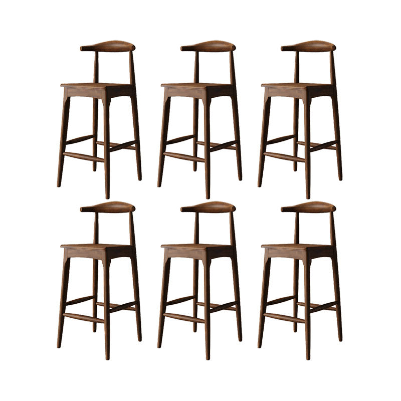 Scandinavian Dining Stools Solid Wood Bar Stools with Footrest